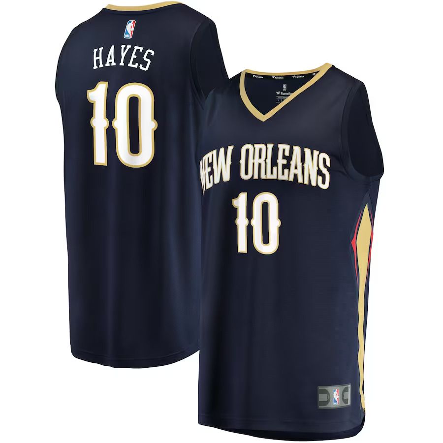 Men New Orleans Pelicans #10 Jaxson Hayes Fanatics Branded Navy Icon Edition Fast Break Replica NBA Jersey